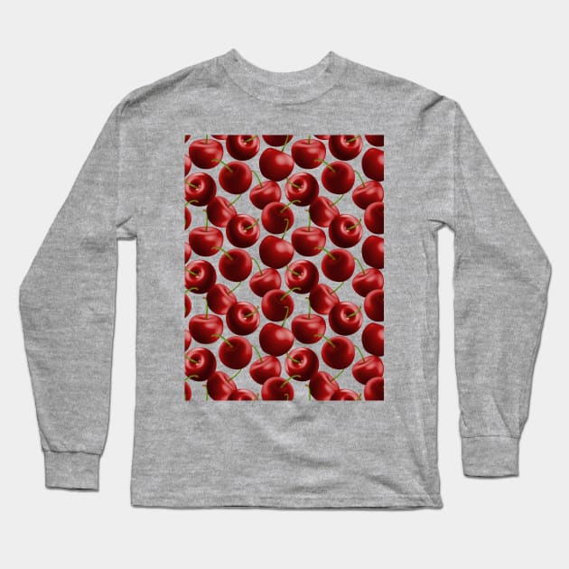 Cherries Graphic Pattern Art Long Sleeve T-Shirt by Designoholic